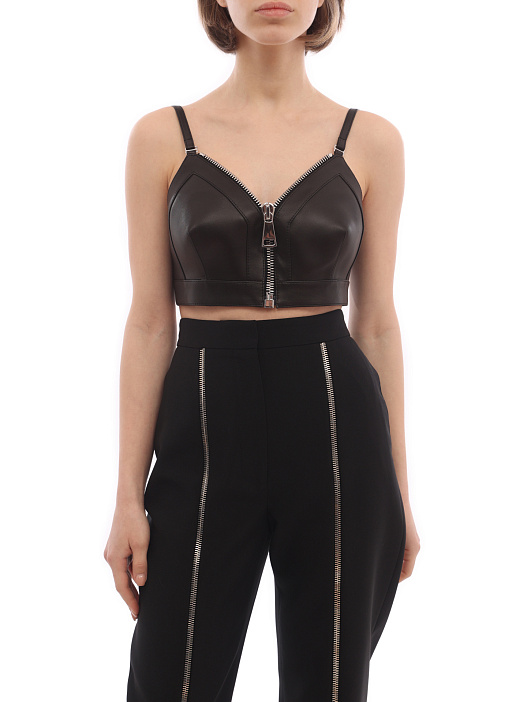 Топ Alexander McQueen 688582 Q5AH2 1000 черный женский из кожи — купить в интернет-магазине Verdistore