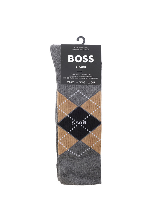 Носки Boss 50503581 032 серые мужские с клеткой-аргайл — купить в интернет-магазине Verdistore