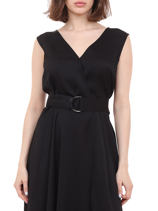 Платье Calvin Klein K20K202849BEH черное женское с поясом — купить в интернет-магазине Verdistore