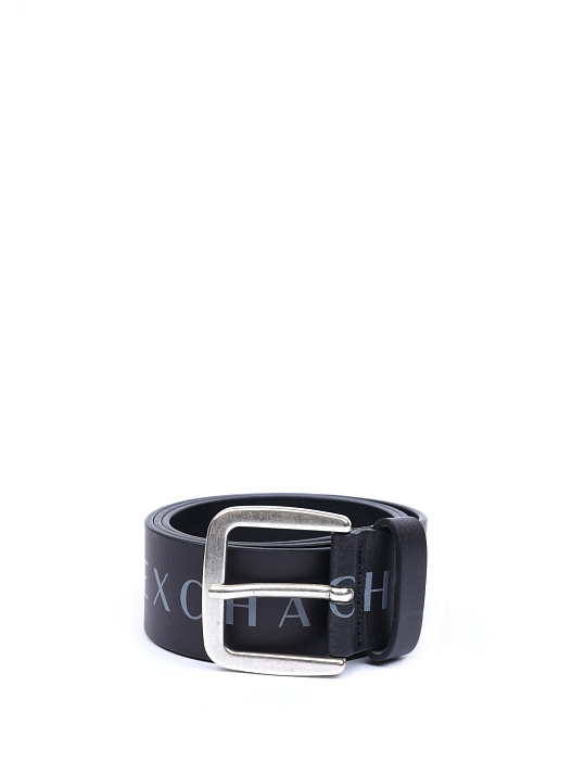 Ремень Armani Exchange 951185 CC529 00020 черный кожаный с контрастным логотипом — купить в интернет-магазине Verdistore