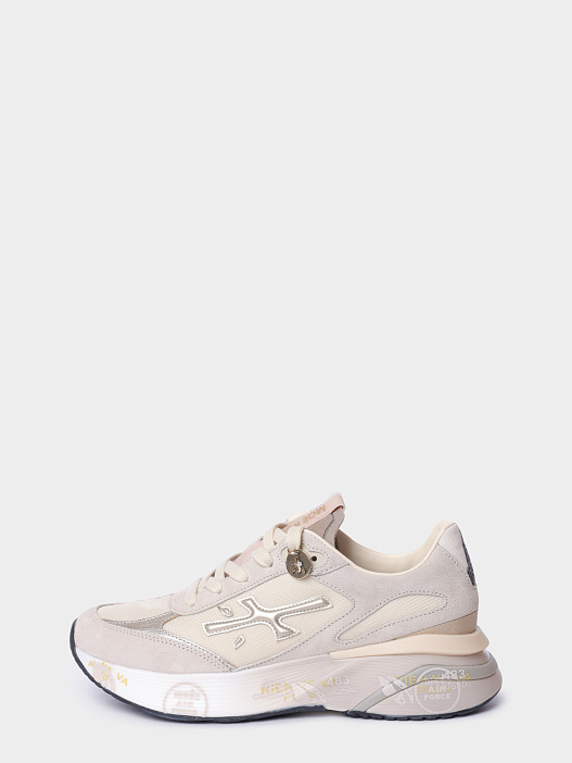 Кроссовки Premiata Sport MOERUND VAR 8080 молочные женские комбинированные с крупным логотипом — купить в интернет-магазине Verdistore