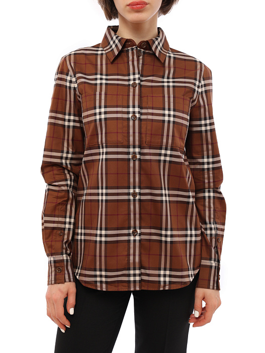 Рубашка Burberry 8063163 A9011 хлопковая женская в клетку — купить в интернет-магазине Verdistore
