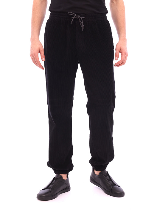 Брюки черные хлопковые свободного кроя с поясом-кулиской — купить в интернет-магазине Verdistore