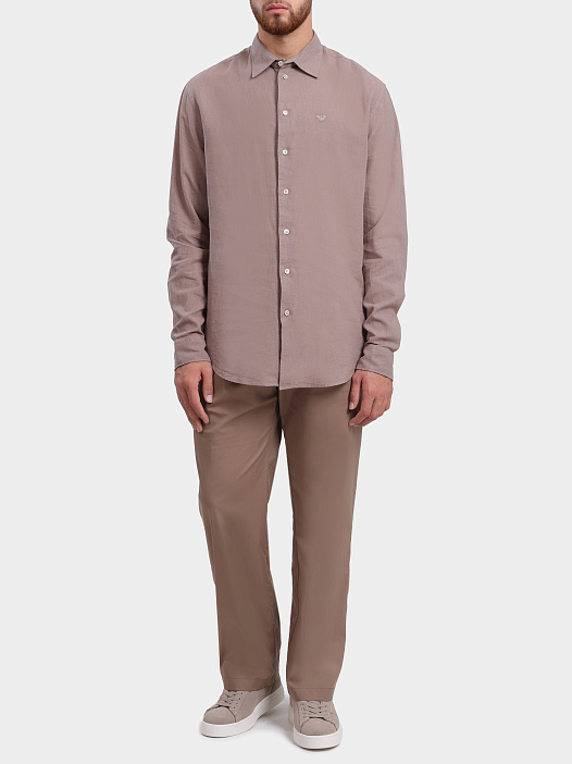 Рубашка Emporio Armani EM000099 TE20550 U6153 бежевая мужская — купить в интернет-магазине Verdistore