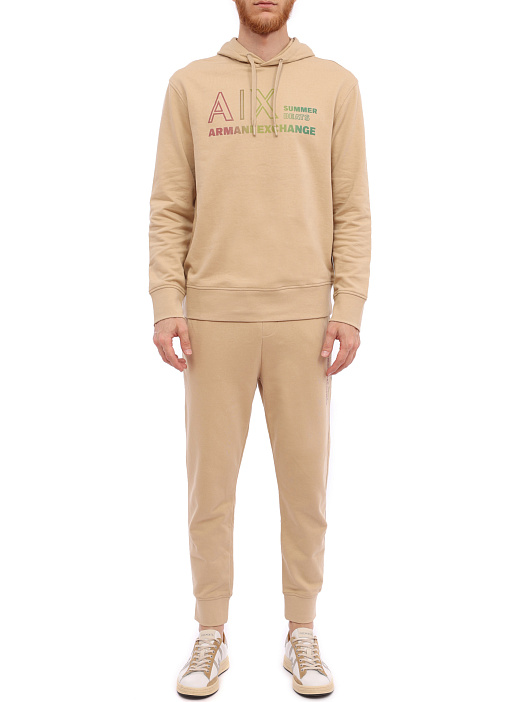 Толстовка Armani Exchange 3RZMJA ZJ7KZ 1785 бежевая мужская из хлопка — купить в интернет-магазине Verdistore