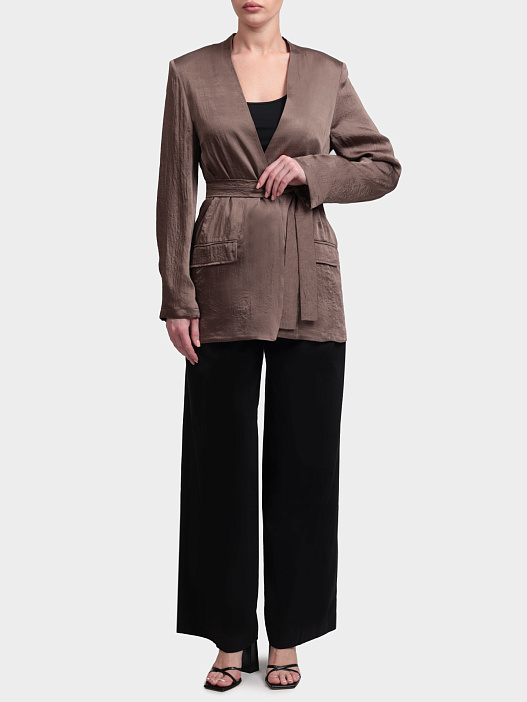 Жакет Marella Monochrome MLMPANDA 001 коричневый женский с эффектом жатой текстуры — купить в интернет-магазине Verdistore