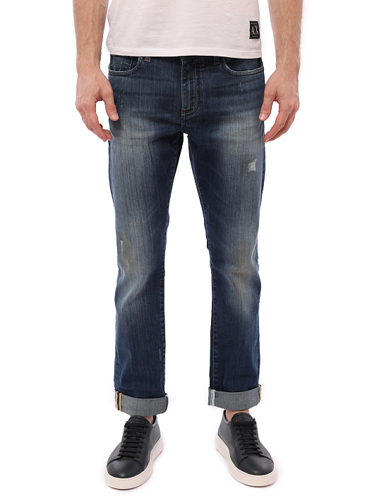 Джинсы Armani Exchange 6GZJ13 Z1RMZ синие мужские с потертостями — купить в интернет-магазине Verdistore