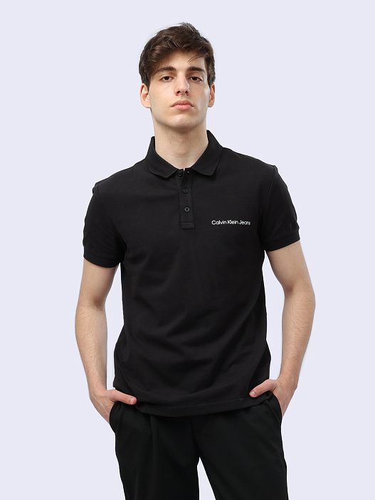 Поло Calvin Klein Jeans J30J325495 черное мужское из хлопка — купить в интернет-магазине Verdistore