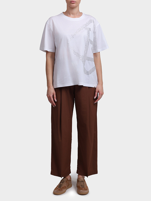 Брюки Herno PT000031D 12431SZ 2240 терракотовые женские с металлическими заклёпками — купить в интернет-магазине Verdistore