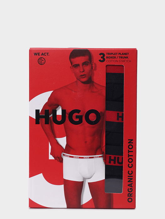 Трусы комплект Hugo TRUNK TRIPLET PLANET черные мужские — купить в интернет-магазине Verdistore