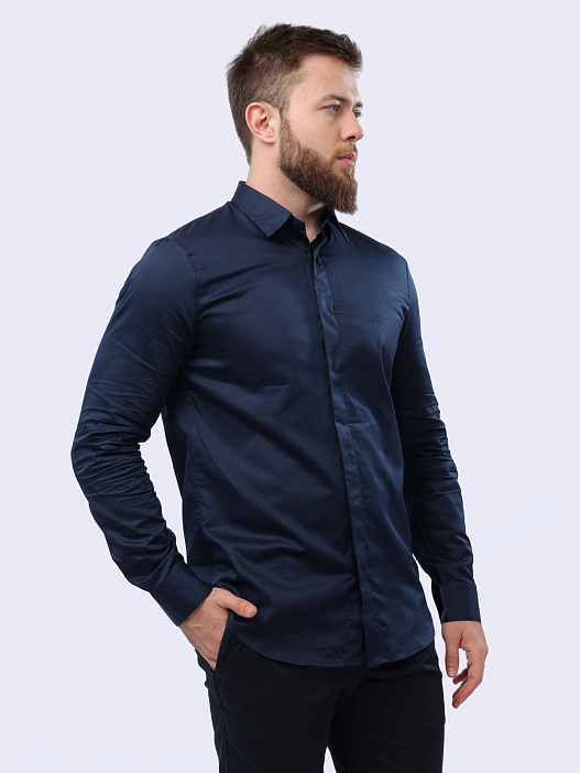 Рубашка Armani Exchange 3DZC23 ZN4DZ 15DL темно-синяя мужская — купить в интернет-магазине Verdistore