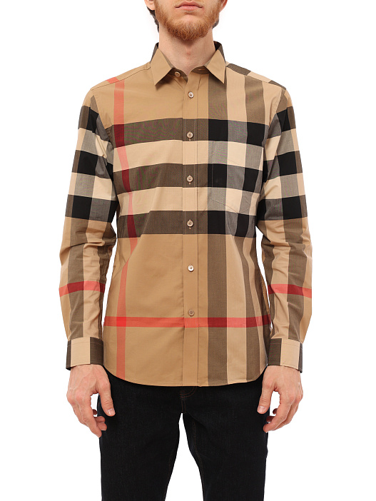 Рубашка Burberry 8010213 A7028 хлопковая мужская в клетку — купить в интернет-магазине Verdistore