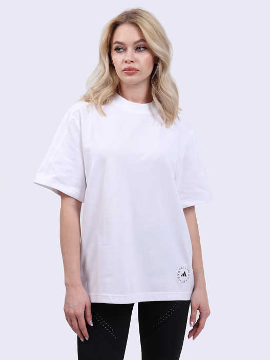 картинка Футболка Adidas by Stella McCartney IB6855 белая женская оверсайз магазин Verdistore являющийся официальным дистрибьютором в России 