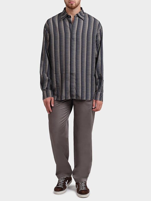 Брюки Emporio Armani EM005518 AF25060 U6200 коричневые мужские прямого кроя — купить в интернет-магазине Verdistore