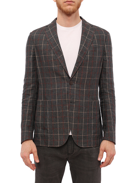 картинка Пиджак Armani Collezioni NCG240/NCF24 клетчатый мужской из льна магазин Verdistore являющийся официальным дистрибьютором в России 