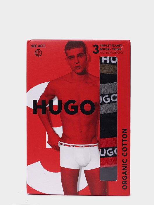 Трусы комплект Hugo TRUNK TRIPLET PLANET черные мужские — купить в интернет-магазине Verdistore