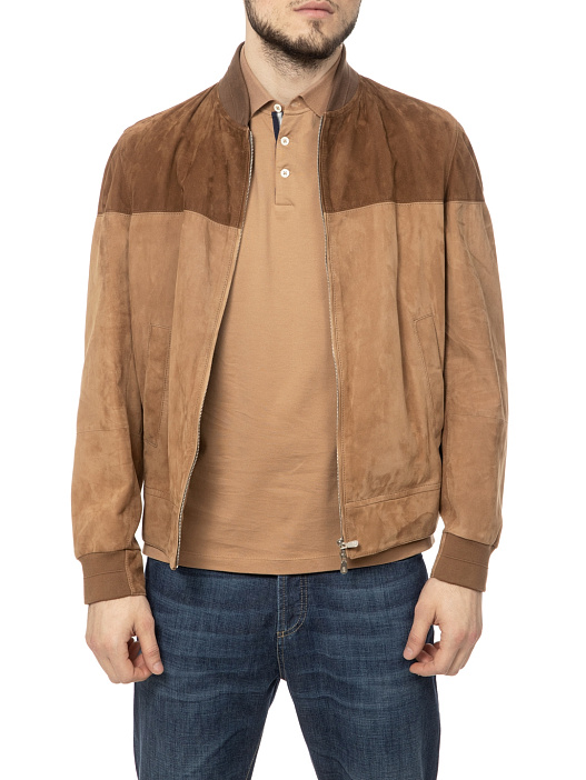 Бомбер Brunello Cucinelli MPCLN1806 замшевый мужской — купить в интернет-магазине Verdistore