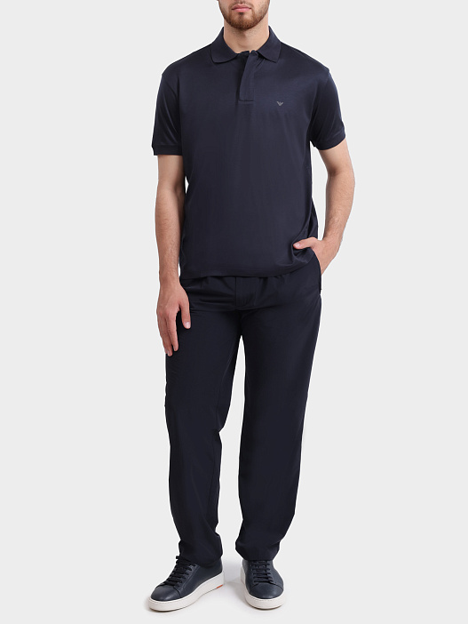 Поло Emporio Armani EM005492 AF24839 UB118 темно-синее мужское на молнии — купить в интернет-магазине Verdistore