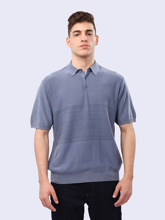 Поло Armani Exchange 6DZF6A ZMQ7Z 19AA голубое мужское из хлопка — купить в интернет-магазине Verdistore
