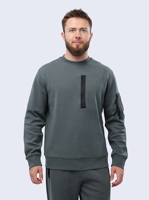 Свитшот Armani Exchange 3DZMJJ ZJXLZ 1839 темно-серый мужской с накладным карманом — купить в интернет-магазине Verdistore
