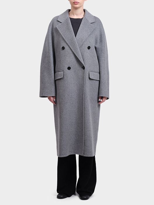 Пальто Alpha Studio AD-4690N 2005 серое женское двубортное — купить в интернет-магазине Verdistore