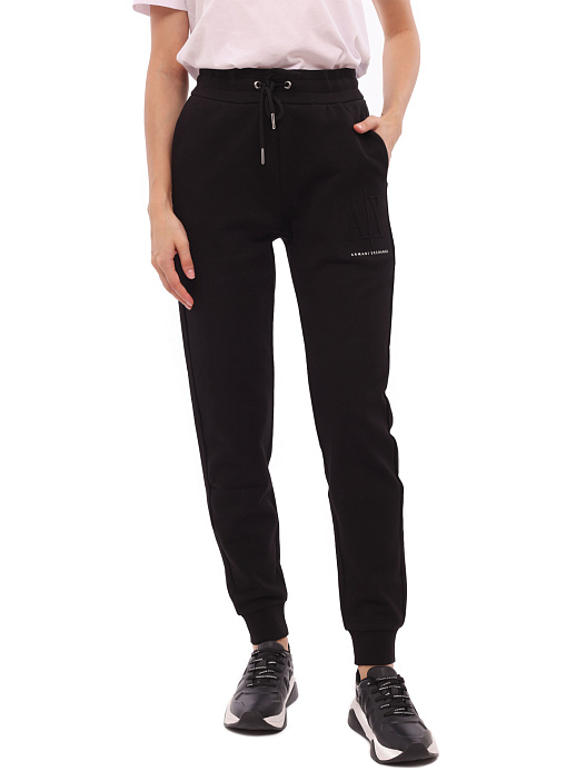 Брюки спортивные Armani Exchange 8NYPFX YJ68Z 1200 черные женские с логотипом — купить в интернет-магазине Verdistore