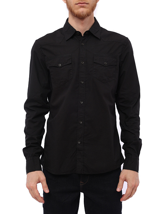 Рубашка 451145 черная с накладными карманами — купить в интернет-магазине Verdistore