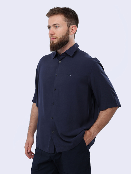 Рубашка Armani Exchange 3DZC01 ZN3UZ 15CX темно-синяя мужская — купить в интернет-магазине Verdistore
