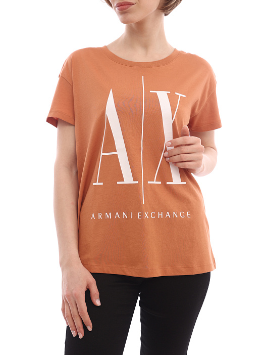 Футболка Armani Exchange 8NYTCX YJG3Z 1764 оранжевая женская с логотипом — купить в интернет-магазине Verdistore