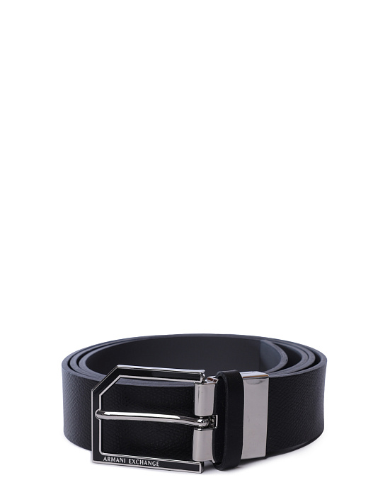 картинка Ремень Armani Exchange XM000596 AF12665 MC028 черный мужской из зернистой кожи магазин Verdistore являющийся официальным дистрибьютором в России 