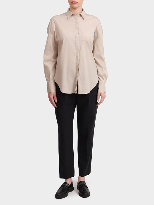 Блузка Brunello Cucinelli M0091MF116 C7498 песочная женская из хлопка — купить в интернет-магазине Verdistore