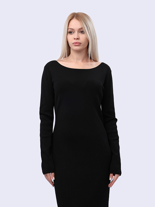 Платье Armani Exchange XW000049 AF10352 UC001 черное женское с вырезом — купить в интернет-магазине Verdistore