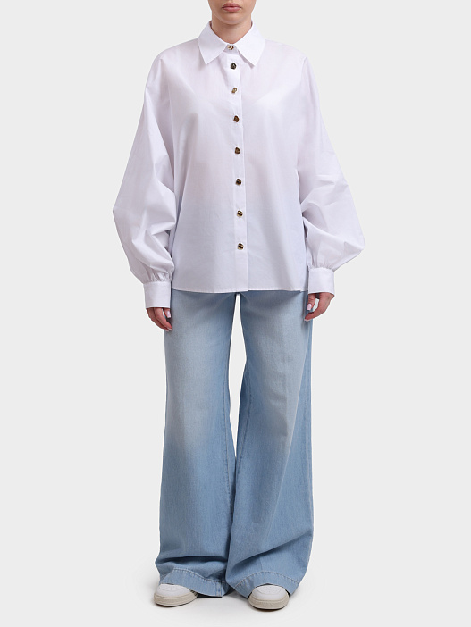 Рубашка Liu-Jo BLACK LABEL CA6250 T039A 11111 белая с широким рукавом и акцентными пуговицами — купить в интернет-магазине Verdistore