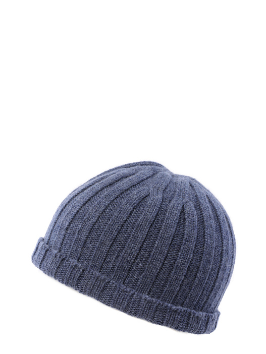 Шапка с ребристой текстурой синяя с отворотом — купить в интернет-магазине Verdistore