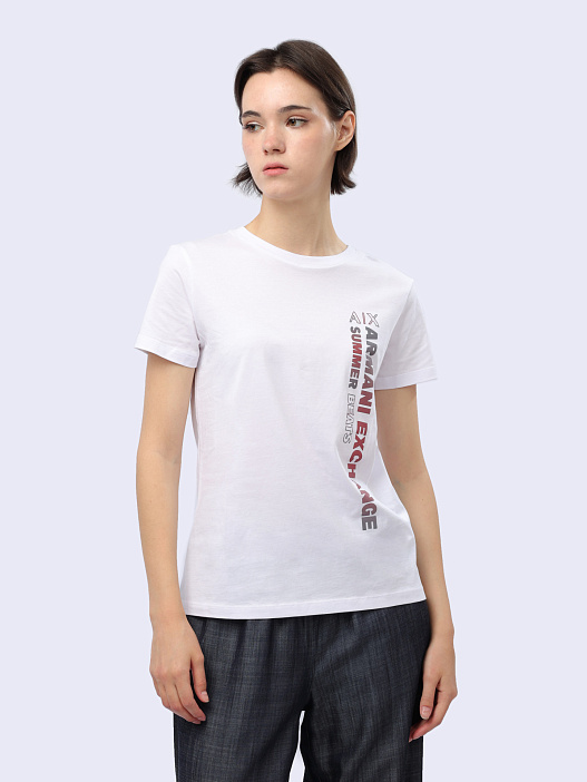 Футболка Armani Exchange 3RYTCG YJ3RZ 1000 белая женская из хлопка — купить в интернет-магазине Verdistore