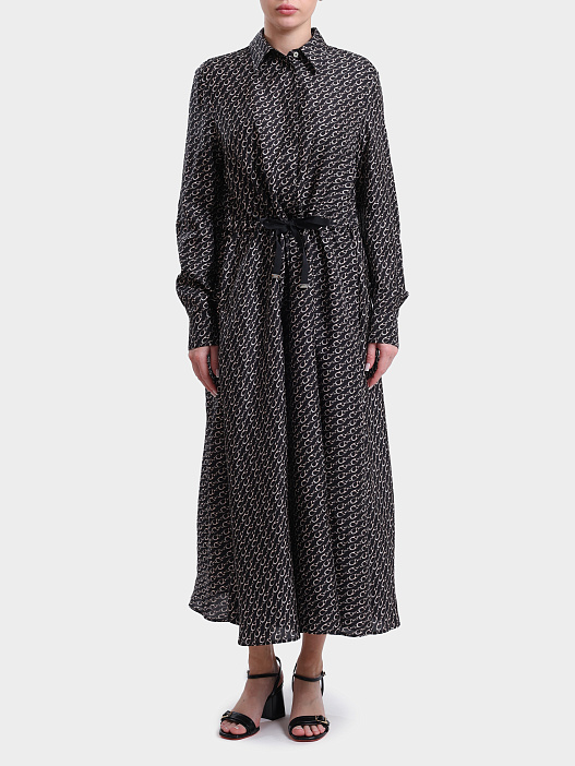 Платье Herno AB000062D 16009P 9300 черное женское с принтом цепей  — купить в интернет-магазине Verdistore