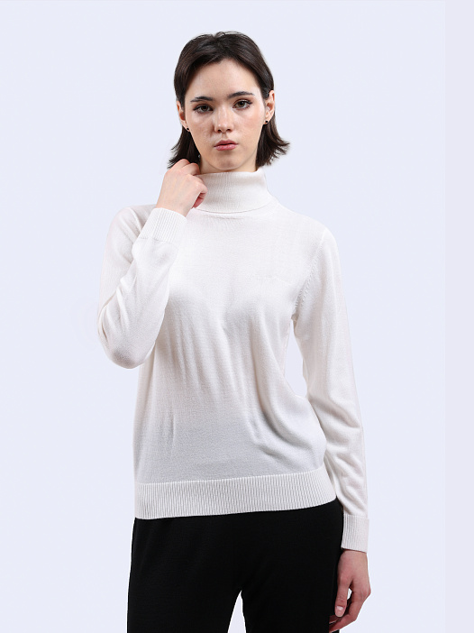 картинка Свитер Armani Exchange 6DYM1K YME3Z 1130 белый женский с высоким горлом магазин Verdistore являющийся официальным дистрибьютором в России 