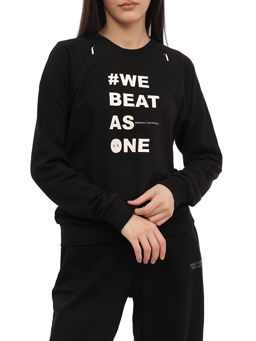 Свитшот Armani Exchange 6RYM82 YJEBZ 1200 черный женский с принтом — купить в интернет-магазине Verdistore