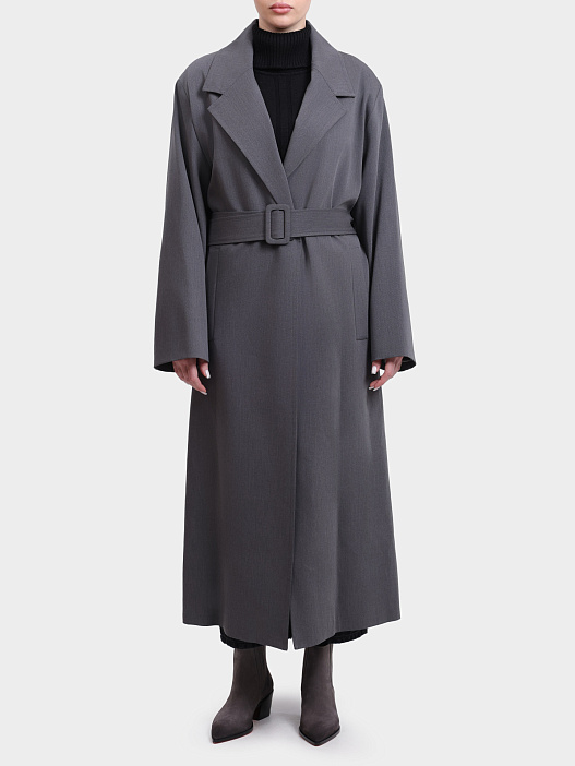 Тренч Alpha Studio AD-4668N 2004 серый женский с поясом — купить в интернет-магазине Verdistore