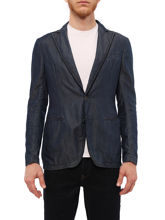 картинка Пиджак Armani Collezioni 1878B0/P529 джинсовый мужской магазин Verdistore являющийся официальным дистрибьютором в России 