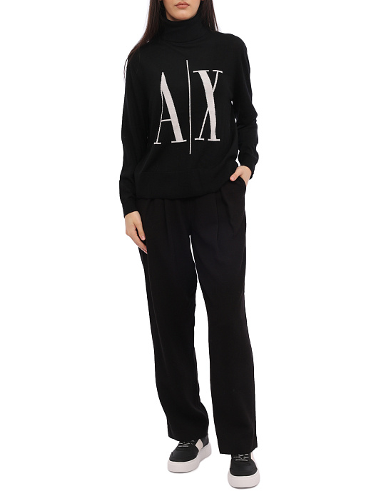 Брюки Armani Exchange 6RYP14 YN6NZ 1200 черные женские с защипами — купить в интернет-магазине Verdistore