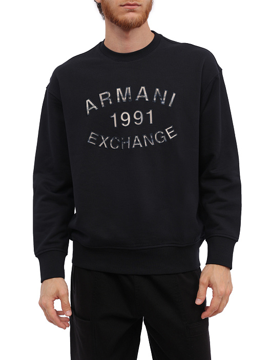 Свитшот Armani Exchange 6RZMGA ZJ4XZ 1583 черный мужской с логотипом — купить в интернет-магазине Verdistore
