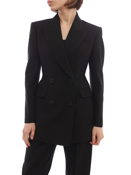 картинка Жакет Alexander McQueen 705315 QJACX 1000 черный женский приталенный магазин Verdistore являющийся официальным дистрибьютором в России 