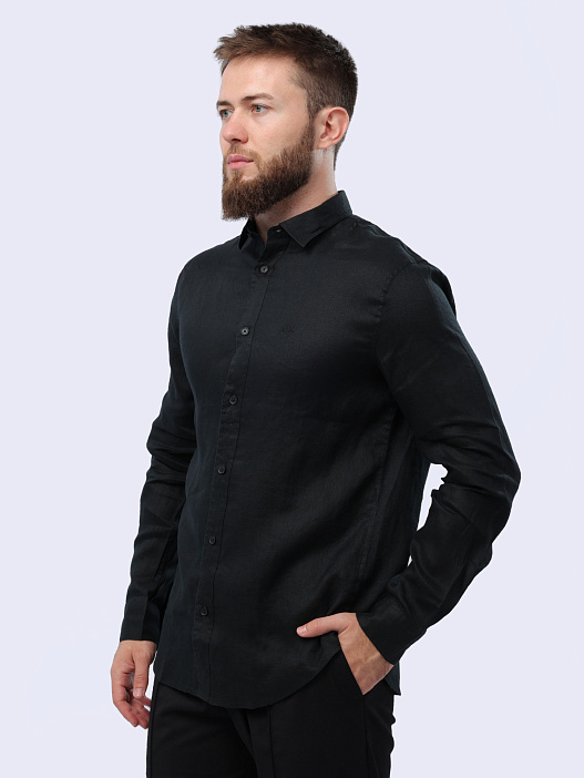 Рубашка Armani Exchange 8NZC50 ZNCFZ 1200 черная мужская из льна — купить в интернет-магазине Verdistore