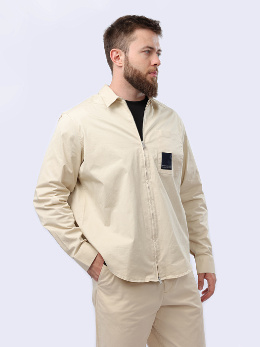Рубашка Armani Exchange 3DZC06 ZN3TZ 1792 бежевая мужская на молнии — купить в интернет-магазине Verdistore