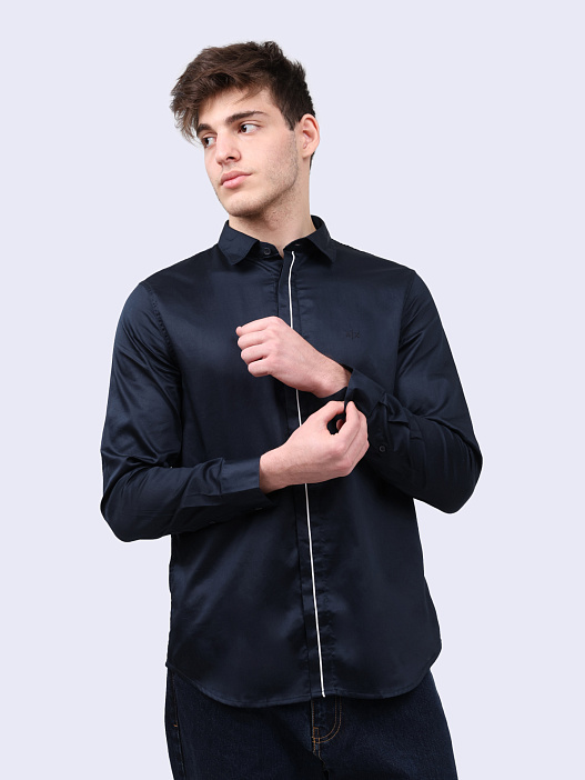 Рубашка Armani Exchange 6DZC27 ZNZRZ 1510 темно-синяя мужская с полоской — купить в интернет-магазине Verdistore