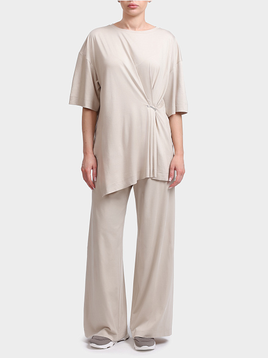 Блуза Re Vera 26-27-2432 600 бежевая женская с драпировкой — купить в интернет-магазине Verdistore