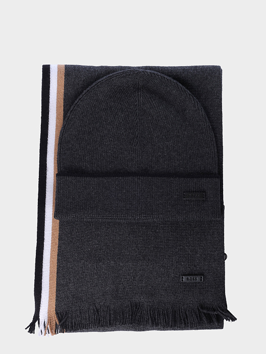 Комплект шапка и шарф Boss 50551072 030 серый мужской — купить в интернет-магазине Verdistore