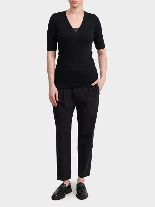 Футболка Brunello Cucinelli M0TC8EL692 C101 черная женская из хлопка — купить в интернет-магазине Verdistore