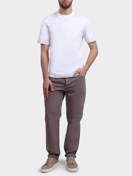 Футболка Brunello Cucinelli M0B137427 CW787 с отделкой белая мужская — купить в интернет-магазине Verdistore